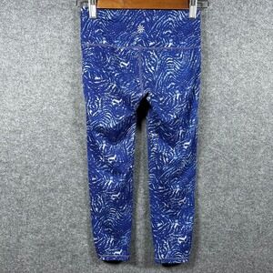 Athleta Blue White Abstract Print Capri Leggings Womens XXS